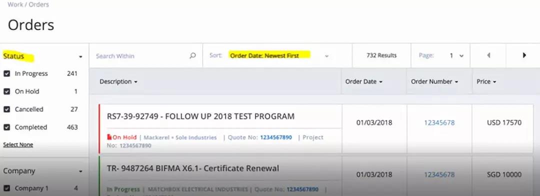 進(jìn)入訂單界面，您可以通過 “Status” 或 “Order Date” 進(jìn)行篩選
